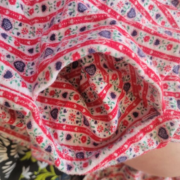 Lanz Of Salzburg Womens Nightgown S Red & White Floral Stripe Cotton - Picture 8 of 9